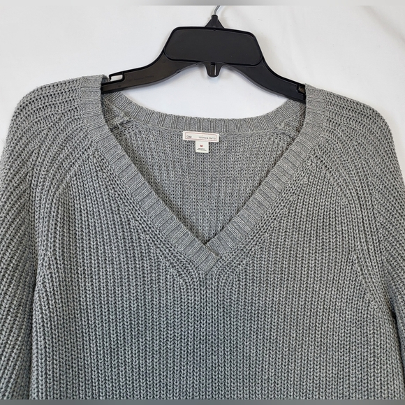 Gap Womens Gray & Beige Contrast Panel Long Sleeve Knit Sweater Tunic Size M - Picture 2 of 8